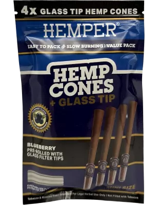 Hemper – Hemp Cones Blueberry + Glass Tips Mini x4