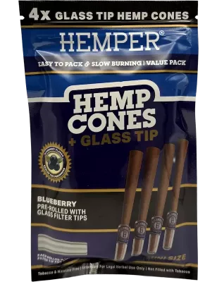 Hemper – Hemp Cones Blueberry + Glass Tips Mini x4