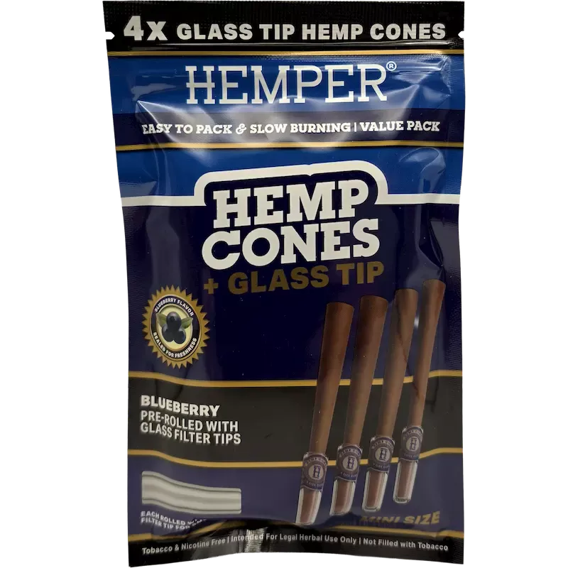 Hemper – Hemp Cones Blueberry + Glass Tips Mini x4