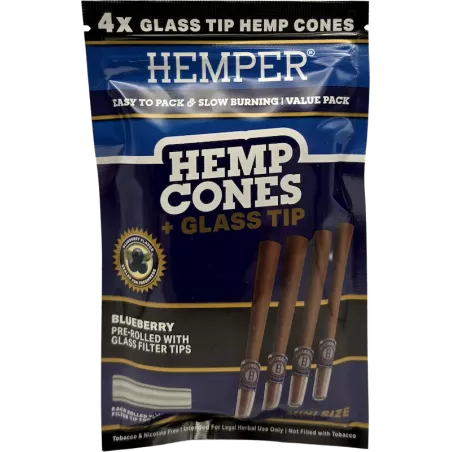 Hemper – Hemp Cones Blueberry + Glass Tips Mini x4