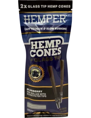 Hemper – Hemp Cones Blueberry + Glass Tips King Size x2