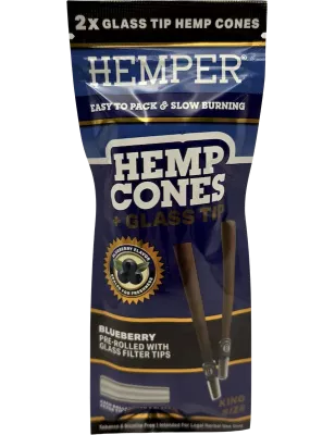 Hemper – Hemp Cones Blueberry + Glass Tips King Size x2