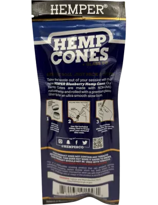 Hemper – Hemp Cones Blueberry + Glass Tips King Size x2