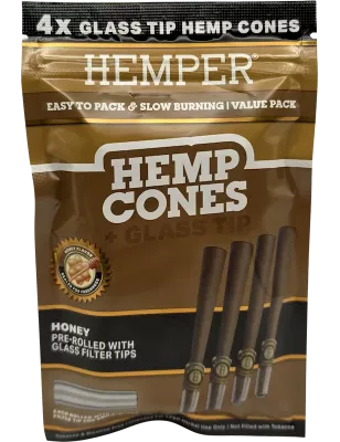 Hemper – Hemp Cones Honey + Glass Tips Mini x4