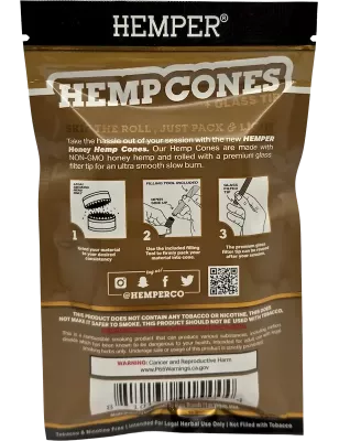 Hemper – Hemp Cones Honey + Glass Tips Mini x4