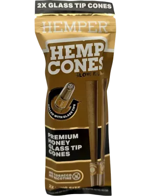 Hemper – Hemp Cones Honey + Glass Tips King Size x2