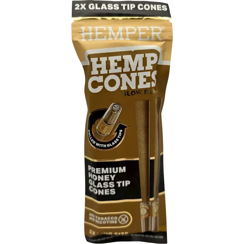 Hemper – Hemp Cones Honey + Glass Tips King Size x2