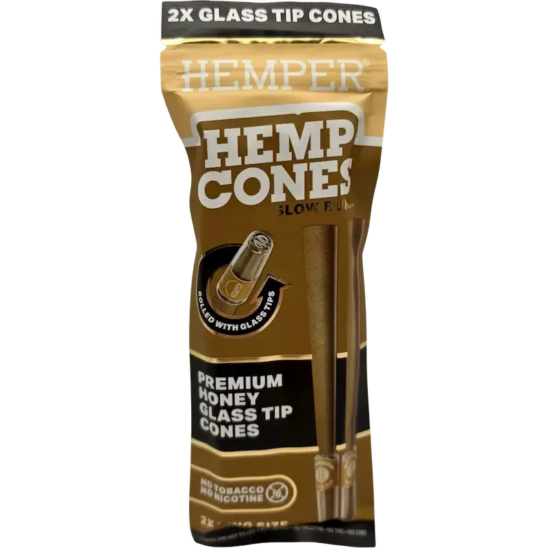 Hemper – Hemp Cones Honey + Glass Tips King Size x2