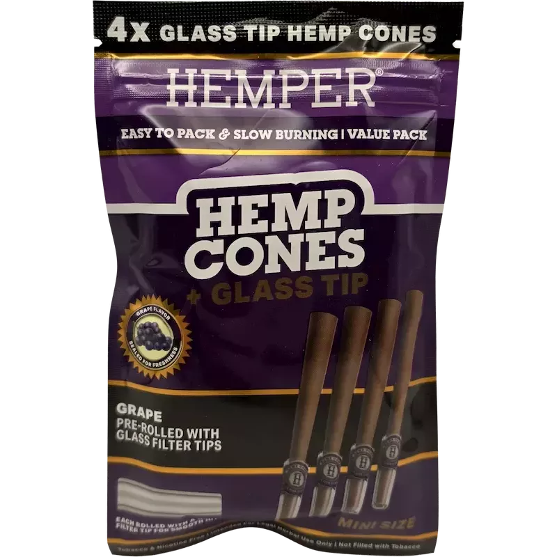 Hemper – Hemp Cones Grape + Glass Tips Mini x4