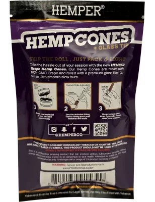Hemper – Hemp Cones Grape + Glass Tips Mini x4