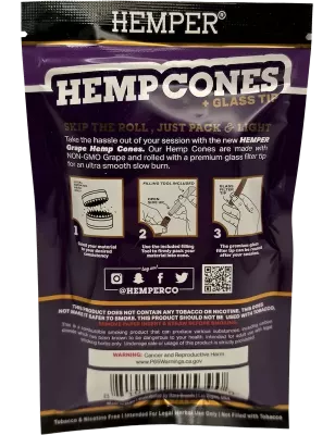 Hemper – Hemp Cones Grape + Glass Tips Mini x4