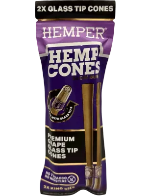Hemper – Hemp Cones Grape + Glass Tips King Size x2