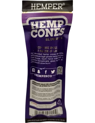 Hemper – Hemp Cones Grape + Glass Tips King Size x2