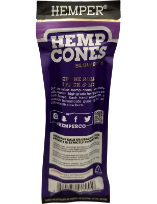 Hemper – Hemp Cones Grape + Glass Tips King Size x2
