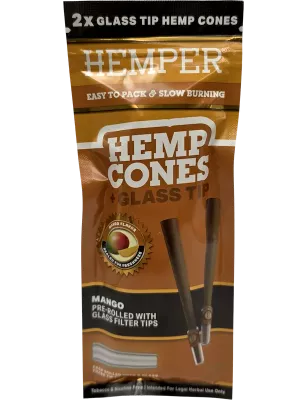 Hemper – Hemp Cones Mango + Glass Tips King Size x2