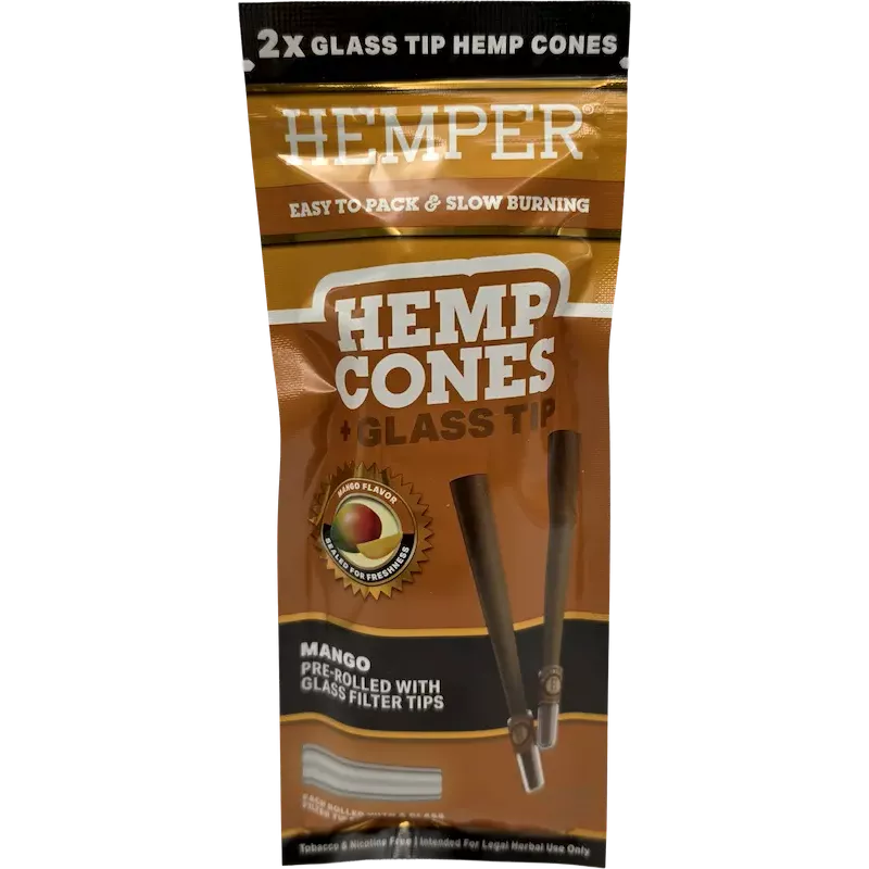 Hemper – Hemp Cones Mango + Glass Tips King Size x2