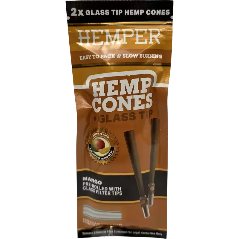 Hemper – Hemp Cones Mango + Glass Tips King Size x2