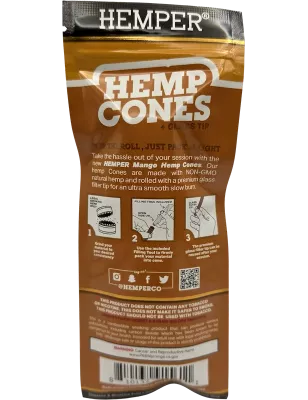 Hemper – Hemp Cones Mango + Glass Tips King Size x2