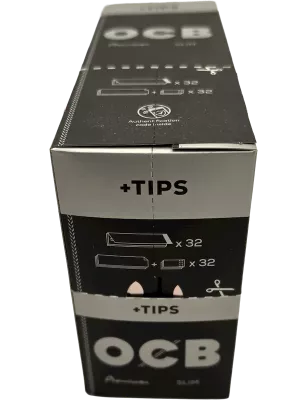 OCB Slim Premium King Size Slim mit Tips – Box mit 32 Heften
