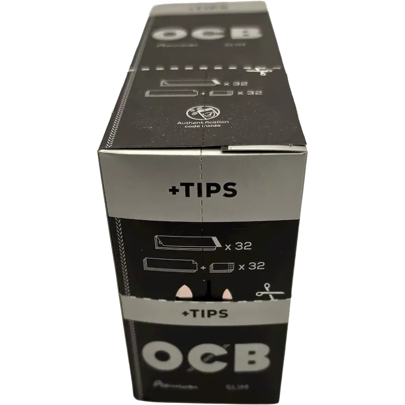 OCB Slim Premium King Size Slim with Tips – Box of 32
