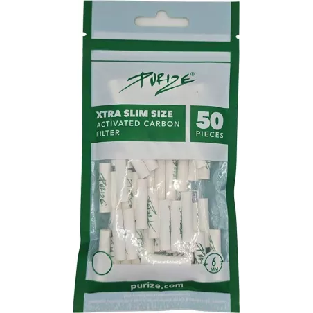 Purize Xtra Slim 6 mm Aktivkohlefilter – 50 Stück