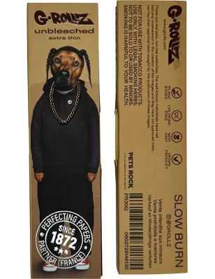 G-Rollz Pets Rock Rap – Unbleached King Size Slim Papers + Tips