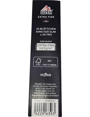 GIZEH – Black King Size Slim + Tips
