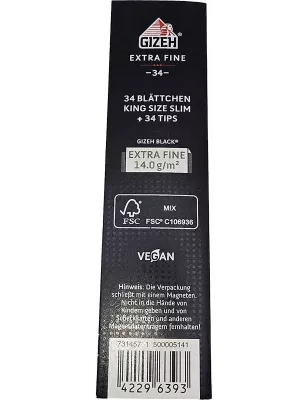 GIZEH – Black King Size Slim + Tips